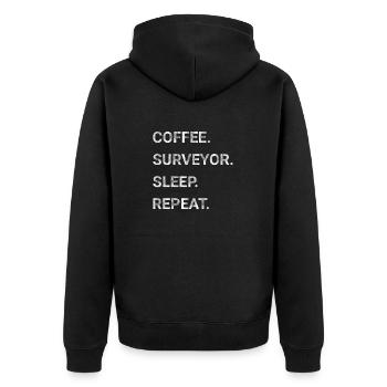 Coffee Surveyor Sleep Repeat - Unisex Premium Organic Zip Hoodie - black - Back - Nico (187cm)