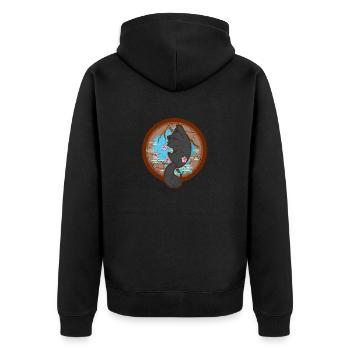 Japanese Kawaii Cat Vintage, Cool Japanese Cats - Unisex Premium Organic Zip Hoodie - black - Back - Nico (187cm)