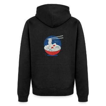Great Ramen Wave, Great Ramen Wave vintage, aliments - Veste à capuche bio Premium Unisexe - noir - Dos - Nico (187cm)
