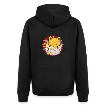 Japanese Kawaii Cat Vintage, Cool Japanese Cats - Unisex Premium Organic Zip Hoodie - black - Back - Nico (187cm)