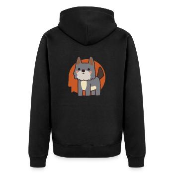 Wolf Comic - Unisex Premium Bio Zip Hoodie - Schwarz - Hinten - Nico (187cm)