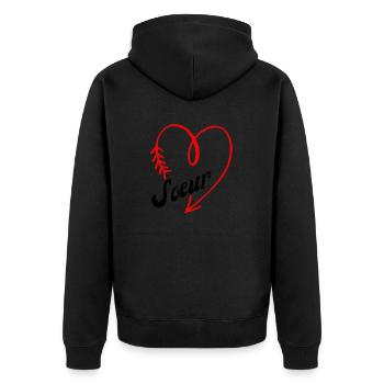 sœur cœur - Veste à capuche bio Premium Unisexe - noir - Dos - Nico (187cm)