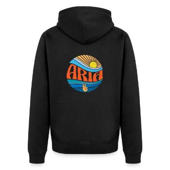 Aria Shirt Vintage Sunset Aria Groovy Tie Dye - Veste à capuche bio Premium Unisexe - noir - Dos - Nico (187cm)