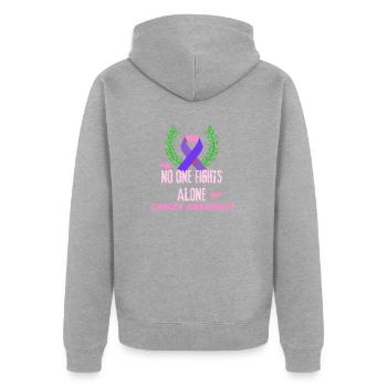 Ruban rose de sensibilisation au cancer - Veste à capuche bio Premium Unisexe - gris chiné - Dos - Nico (187cm)