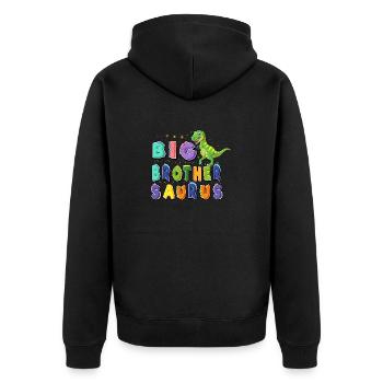 großer Bruder, Beförderung zum großen Bruder Dinosaurier Geschenk - Unisex Premium Bio Zip Hoodie - Schwarz - Hinten - Nico (187cm)