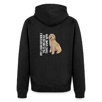 Labradoodle Hund - Unisex Premium Bio Zip Hoodie - Schwarz - Hinten - Nico (187cm)