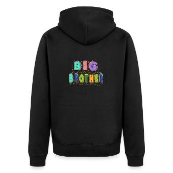 großer Bruder, Beförderung zum großen Bruder Geschenk - Unisex Premium Bio Zip Hoodie - Schwarz - Hinten - Nico (187cm)