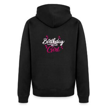 Geburtstagskind, passende Familie, süßer Geburtstag - Unisex Premium Bio Zip Hoodie - Schwarz - Hinten - Nico (187cm)