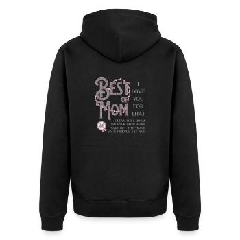 Best Mom - Mama Beste Sprüche - Lustiges Design - Unisex Premium Bio Zip Hoodie - Schwarz - Hinten - Nico (187cm)