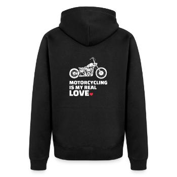I love motorcycling - Unisex Premium Organic Zip Hoodie - black - Back - Nico (187cm)