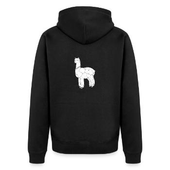 Lama, Lama-Liebhaber - Unisex Premium Bio Zip Hoodie - Schwarz - Hinten - Nico (187cm)