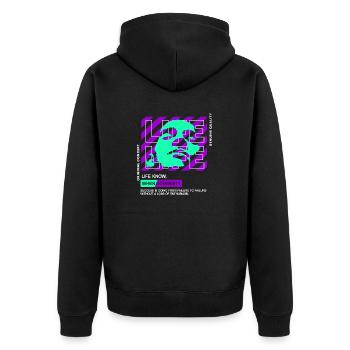 Life Streetwear - Unisex Premium Bio Zip Hoodie - Schwarz - Hinten - Nico (187cm)