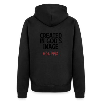Créé à l’image de Dieu est 1998 - Veste à capuche bio Premium Unisexe - noir - Dos - Nico (187cm)