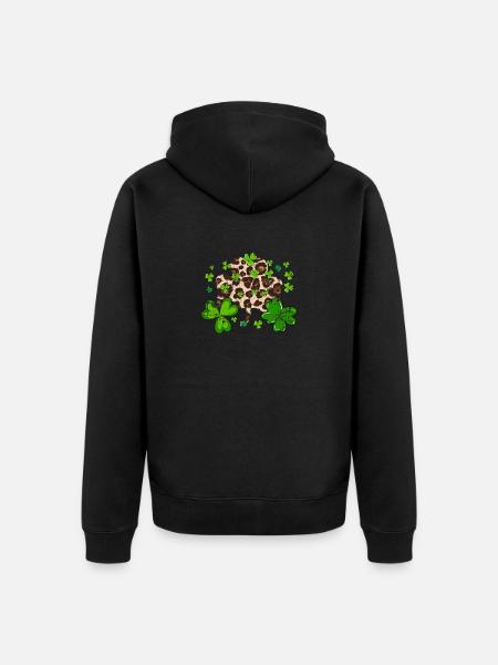 Saint-Patrick, trèfle, trèfle en détresse - Veste à capuche bio Premium Unisexe - noir