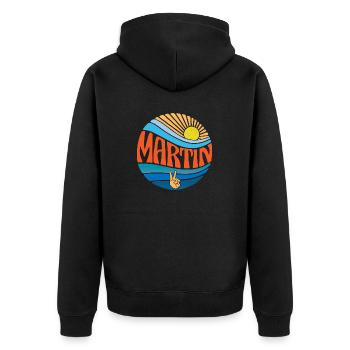 Martin Chemise Vintage Sunset Martin Groovy Tie Dye - Veste à capuche bio Premium Unisexe - noir - Dos - Nico (187cm)