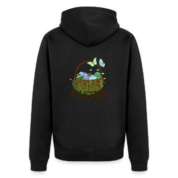 Easter basket with Easter eggs - Unisex Premium Organic Zip Hoodie - black - Back - Nico (187cm)