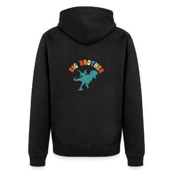 Beförderung zum Big Brother Dinosaurier Geschenk, Big Brother - Unisex Premium Bio Zip Hoodie - Schwarz - Hinten - Nico (187cm)