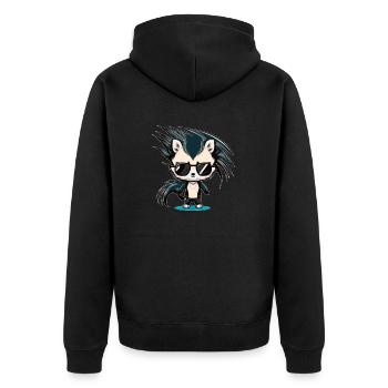 Ein Cooles Stinktier mit Sonnenbrille Comic Look - Unisex Premium Bio Zip Hoodie - Schwarz - Hinten - Nico (187cm)