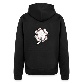 Baseball St Patricks Day, Leaf Clover, Kleeblatt - Unisex Premium Bio Zip Hoodie - Schwarz - Hinten - Nico (187cm)