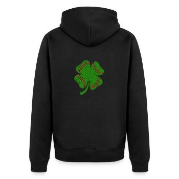 Baseball St Patricks Day, Leaf Clover, Kleeblatt - Unisex Premium Bio Zip Hoodie - Schwarz - Hinten - Nico (187cm)