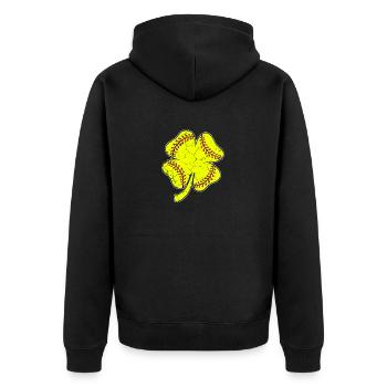 Baseball St Patricks Day, Leaf Clover, Kleeblatt - Unisex Premium Bio Zip Hoodie - Schwarz - Hinten - Nico (187cm)