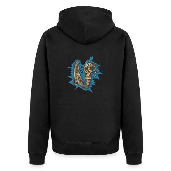 Gasmask Spikey Hintergrund - Unisex Premium Bio Zip Hoodie - Schwarz - Hinten - Nico (187cm)