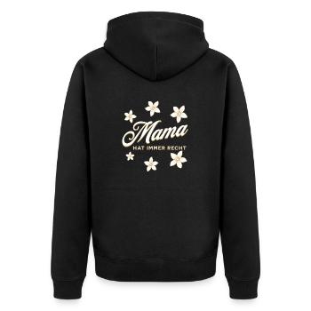 Mama hat immer Recht mit Blumen - Unisex Premium Bio Zip Hoodie - Schwarz - Hinten - Nico (187cm)