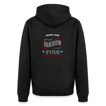 peace sign funny quote 1960s present idea wine - Unisex Premium Organic Zip Hoodie - black - Back - Nico (187cm)