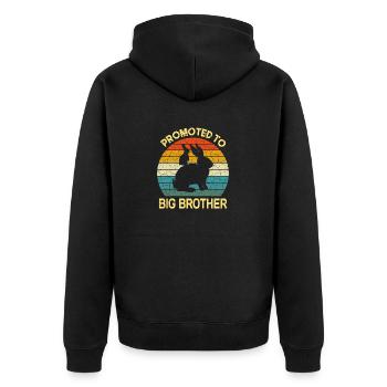Promoted to big brother bunny Gift, baby Rabbit - Unisex Premium Organic Zip Hoodie - black - Back - Nico (187cm)