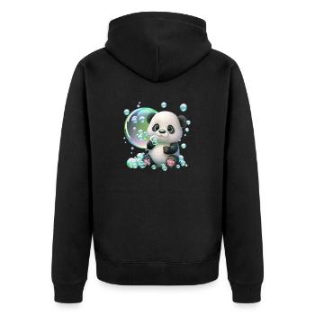 Bébé panda ludique et mignon avec des bulles de savon - Veste à capuche bio Premium Unisexe - noir - Dos - Nico (187cm)