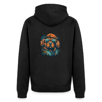 Dog art - Unisex Premium Organic Zip Hoodie - black - Back - Nico (187cm)