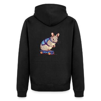 Chinchilla skating on the skateboard - Unisex Premium Organic Zip Hoodie - black - Back - Nico (187cm)