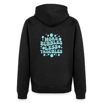 More Bubbles Less Troubles Soapmaker Soapmaking - Unisex Premium Organic Zip Hoodie - black - Back - Nico (187cm)