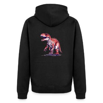 Tyrannosaurus Rex im Vintage 16 Bit Look - Unisex Premium Bio Zip Hoodie - Schwarz - Hinten - Nico (187cm)
