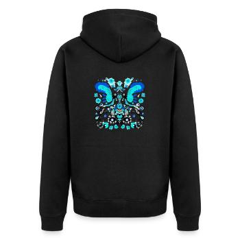 Blaue Vintage-Vögel - Unisex Premium Bio Zip Hoodie - Schwarz - Hinten - Nico (187cm)