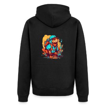 The mole rat is ready for an adventure - Unisex Premium Organic Zip Hoodie - black - Back - Nico (187cm)