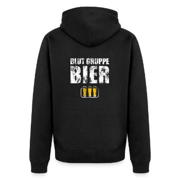 blutgruppe bier bierkrug - Unisex Premium Bio Zip Hoodie - Schwarz - Hinten - Nico (187cm)