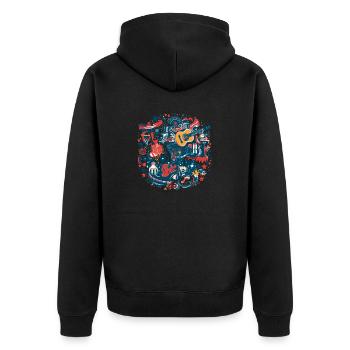 Amerikanische Folklore - Unisex Premium Bio Zip Hoodie - Schwarz - Hinten - Nico (187cm)