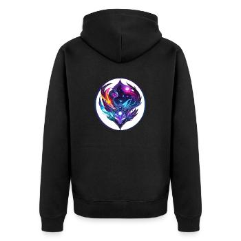 Den Blick ins Leere schweifen lassen - Unisex Premium Bio Zip Hoodie - Schwarz - Hinten - Nico (187cm)