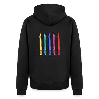Buntstifte für Kinder - Unisex Premium Bio Zip Hoodie - Schwarz - Hinten - Nico (187cm)