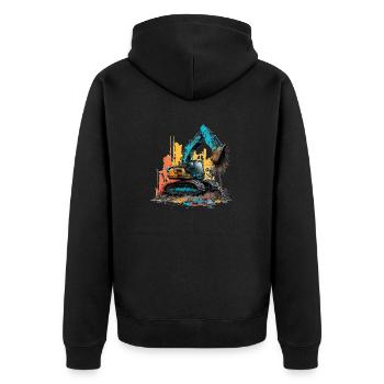 Bagger Graffiti - Unisex Premium Bio Zip Hoodie - Schwarz - Hinten - Nico (187cm)
