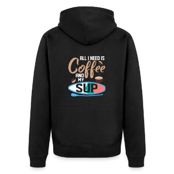 All I Need Is Coffee And My SUP Stand Up Paddling - Unisex Premium Bio Zip Hoodie - Schwarz - Hinten - Nico (187cm)