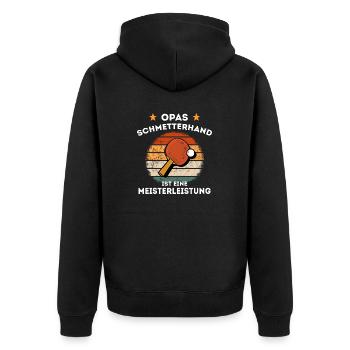 Tischtennis Schmetterhand alter Mann Opa Spruch - Unisex Premium Bio Zip Hoodie - Schwarz - Hinten - Nico (187cm)