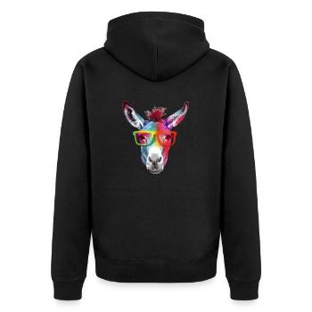 Hian l'âne à lunettes - Veste à capuche bio Premium Unisexe - noir - Dos - Nico (187cm)
