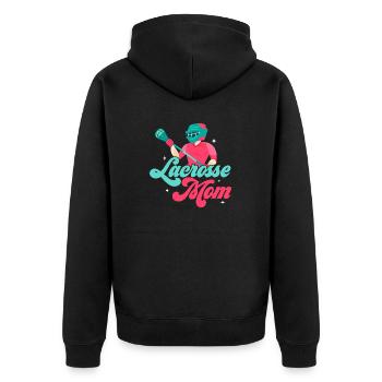 Lacrosse Mom Goalie Player Team Fan - Unisex Premium Bio Zip Hoodie - Schwarz - Hinten - Nico (187cm)
