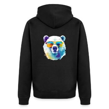 Bruce der Eisbär - Unisex Premium Bio Zip Hoodie - Schwarz - Hinten - Nico (187cm)