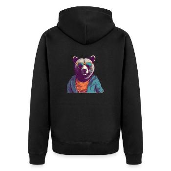 Jim the Bear - Unisex Premium Organic Zip Hoodie - black - Back - Nico (187cm)