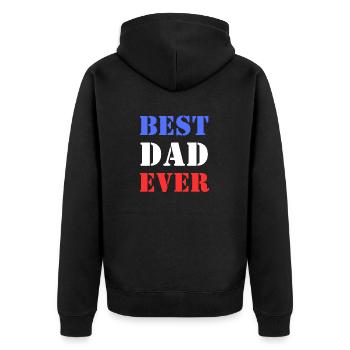 Der beste Vater aller Zeiten - Unisex Premium Bio Zip Hoodie - Schwarz - Hinten - Nico (187cm)