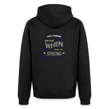 ethical hacker anonymous mask funny equestrian - Unisex Premium Bio Zip Hoodie - Schwarz - Hinten - Nico (187cm)