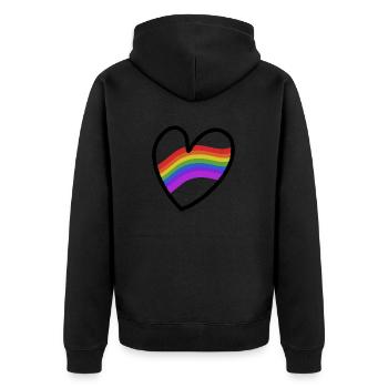 LGBTQ+ Heart Regenbogenfahne - Unisex Premium Bio Zip Hoodie - Schwarz - Hinten - Nico (187cm)